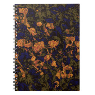 Caderno Espiral Flor alaranjada contra o teste padrão da