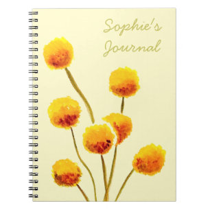 Caderno Espiral Flor australiana indígena Billy Button Amarelo
