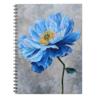 Caderno Espiral Flor Azul-Acrílico