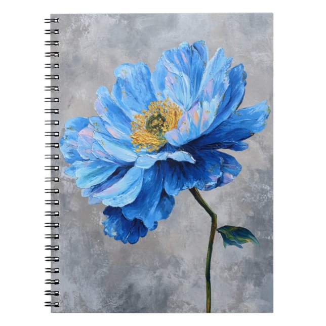 Caderno Espiral Flor Azul-Acrílico (Frente)