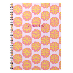 Caderno Espiral Flor Botânica Rosa E Amarelo