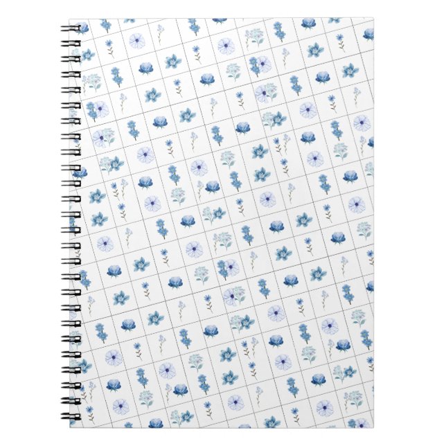 Caderno Espiral Flor branca e azul (Frente)