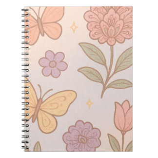 Caderno Espiral Flor da Borboleta Pastel