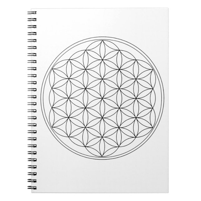 Caderno Espiral Flor da linha do preto da vida (Frente)