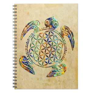 Caderno Espiral Flor da Vida / Blume des Lebens - cor de tartaruga