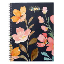 Caderno Espiral Flor de Aquarela Moderna e Elegante