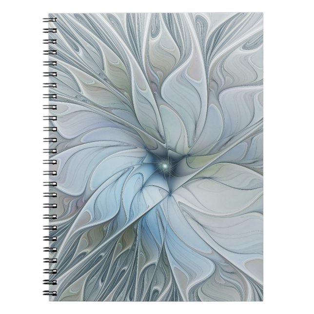 Caderno Espiral Flor de Arte Fractal, Abstrato, Bela Moderna Elega (Frente)