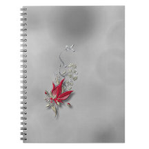 Caderno espiral Flor de Borboleta Carmesim Bloom