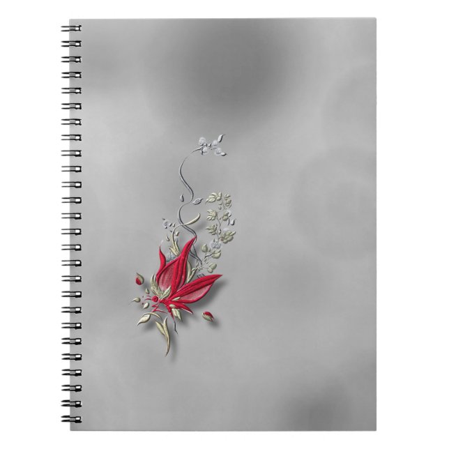 Caderno espiral Flor de Borboleta Carmesim Bloom (Frente)