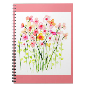Caderno Espiral Flor de campo de aquarela