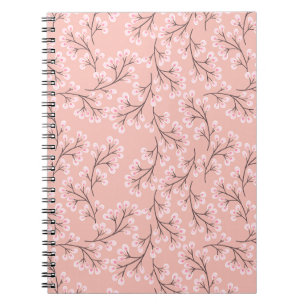 Caderno Espiral flor de cereja em pêssego