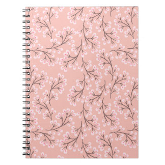 Caderno Espiral flor de cereja em pêssego