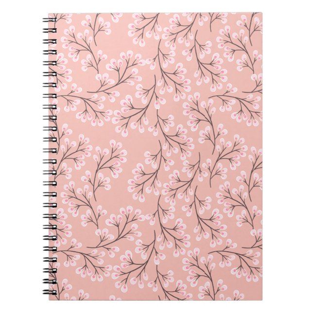 Caderno Espiral flor de cereja em pêssego (Frente)