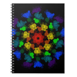 Caderno Espiral Flor de cores arco-íris