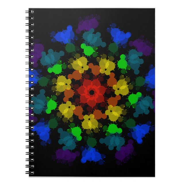 Caderno Espiral Flor de cores arco-íris (Frente)