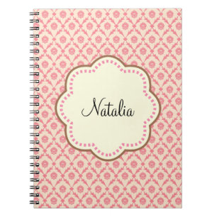 Caderno Espiral Flor de Creme de Damasco Rosa