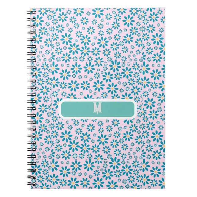 Caderno Espiral Flor de Daisy Inicial Contemporânea Moderna (Frente)