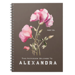Caderno Espiral Flor de Ervilha Doce - Notebook Personalize-O