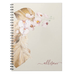 Caderno Espiral Flor de Grama Boho Pampas