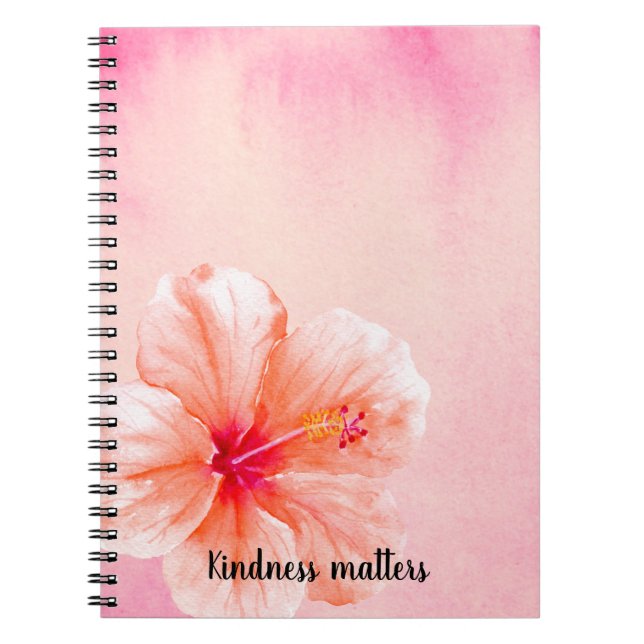 Caderno Espiral Flor de Hibiscus Rosa Tropical (Frente)