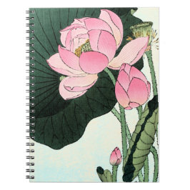 Caderno Espiral Flor de lótus japonês - Notebook Vintage Fine Art