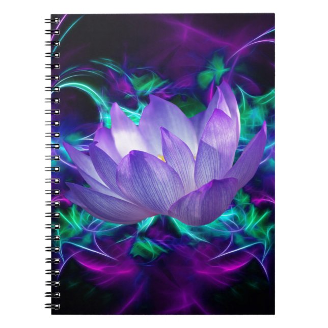 Caderno Espiral Flor de lótus púrpura e seu significado (Frente)