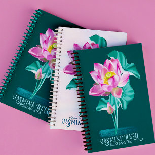 Caderno Espiral Flor de Lótus Rosa Zen   Mestres e Curadores Reiki