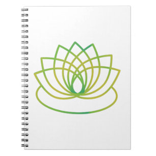 Caderno Espiral Flor de Lotus Verde e Amarela