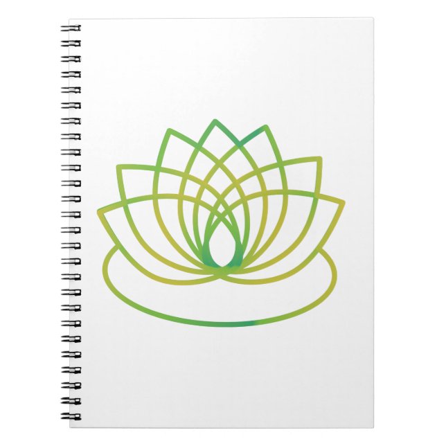 Caderno Espiral Flor de Lotus Verde e Amarelo (Frente)