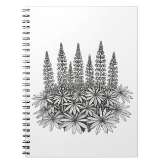 Caderno Espiral Flor de Lupino Botânica