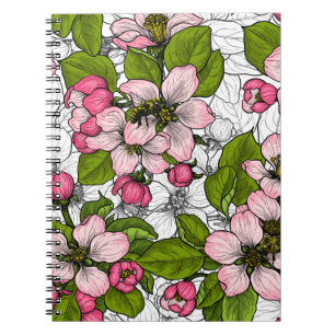 Caderno Espiral Flor de maçã em branco