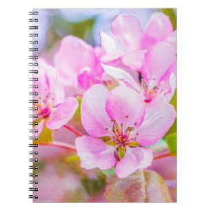 Caderno Espiral Flor de Maçã Rosa