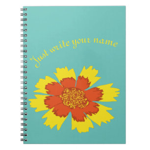 Caderno Espiral Flor de mandioca amarela e laranja