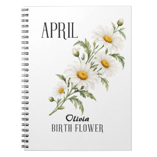 Caderno Espiral Flor de Nascimento Botânica Margarida Branca de Ab