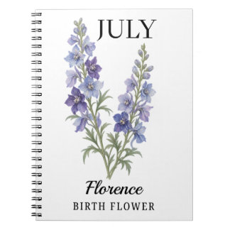 Caderno Espiral Flor de Nascimento Personalizada de Larkspur de Ju