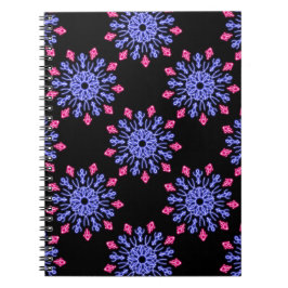 Caderno Espiral Flor de néon azul e vermelho