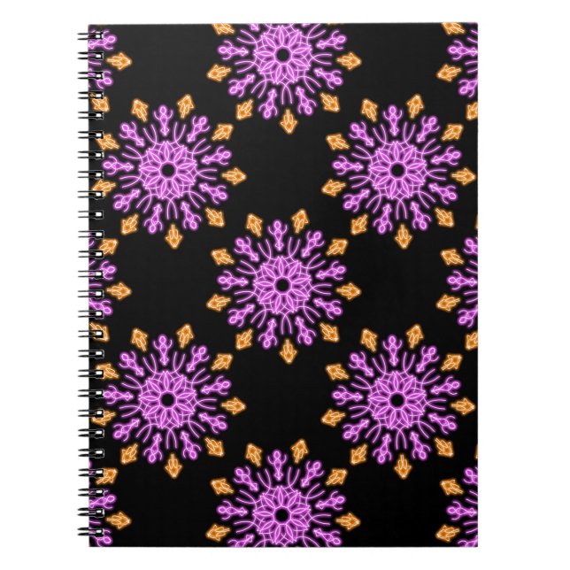 Caderno Espiral Flor de néon rosa e laranja (Frente)