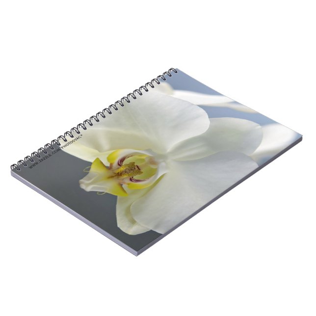 Caderno Espiral Flor de Orquídea Branca (Left Side)