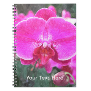 Caderno Espiral Flor de orquídea rosa, fotografia floral