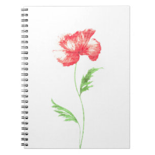 Caderno Espiral flor de papoila selvagem