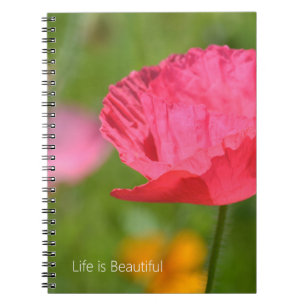 Caderno Espiral Flor de Papoula da Islândia Rosa Bonito (minha fot