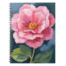 Caderno Espiral Flor de Peônia Rosa Aquarela Floral