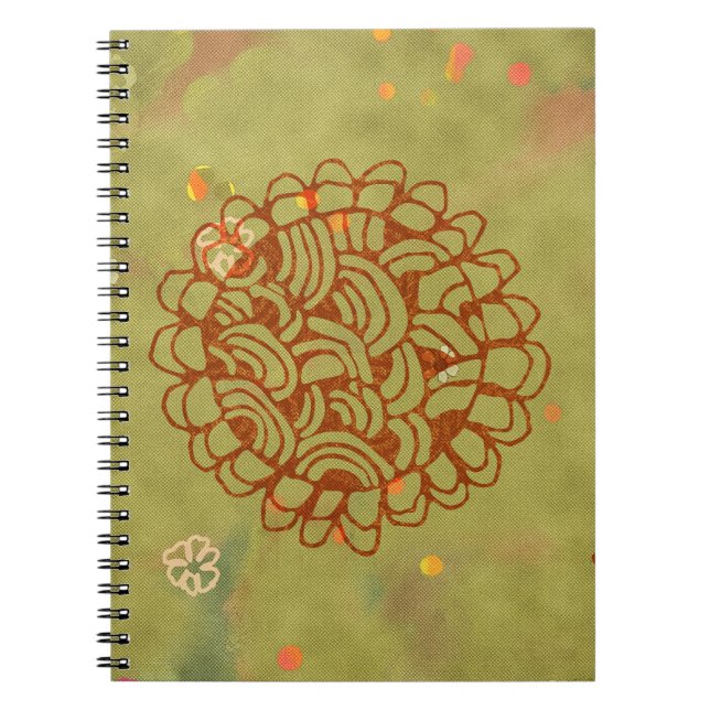 Caderno Espiral Flor de Sol Verde Ferrugem Moderna (Frente)