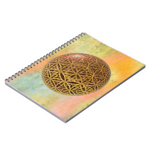 Caderno Espiral Flor de Vida / Blume des Lebens - ouro em grelha d