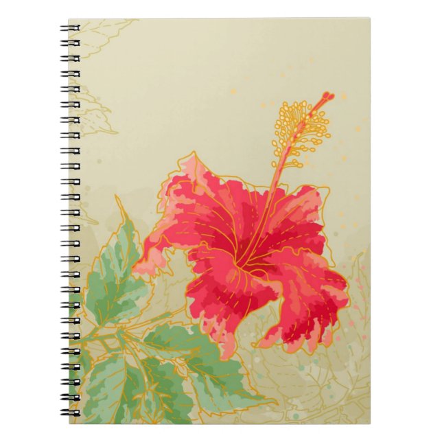 Caderno Espiral Flor do hibiscus no fundo tonificado (Frente)