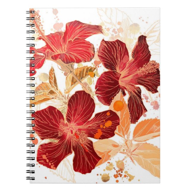 Caderno Espiral Flor do hibiscus - pintura 2 da aguarela (Frente)