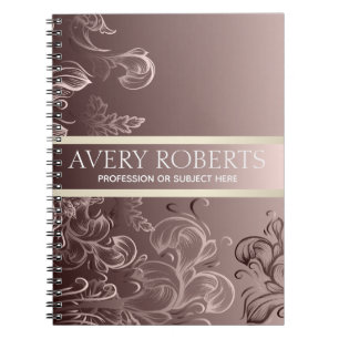 Caderno Espiral Flor Elegante Metálico Moderno
