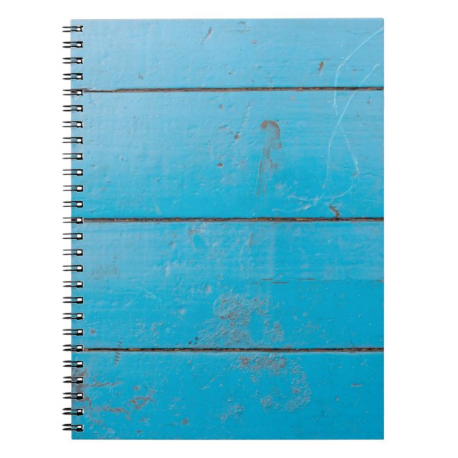 Caderno Espiral Flor empoeirada de madeira fresca de vinheta azul  (Frente)