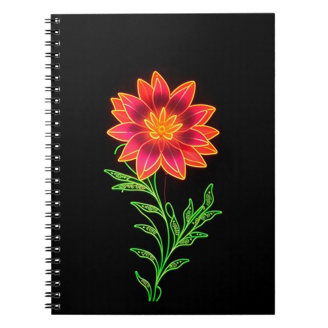 Caderno Espiral Flor Estilizada Neon (Frente)