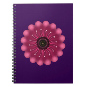 Caderno Espiral Flor Fantasia Rosa Brilhante   Floral Neon Abstrat